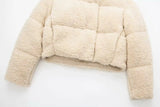 Fur Fleece Puffer Cropped Coat-Outfit