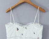 White Embroidery Flower Corset Style Cami Mini Dress-Outfit