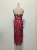 Sexy Long Dress Woman 2025 Spring New Fashion Three-Dimensional Flowers Splicing High-End Feel Breasts