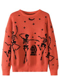 Fongt Women's TUME Exploding Halloween Jaccupy Black Skull Knitted Knitted Sweater