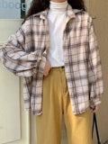 Checkered Print Button Blouse-Outfit