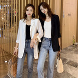 Fongt And Long Loose Chiffon Small Suit Female Chic Summer White Suit Large Size Sunscreen Clothing Thin Coat Air Conditioning Shirt-Outfit