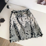 Fongt Half-Dress Women's Summer Heavy Light Squins High-Rise Skinny Hottie Fried Street-Bombing Short Skirt