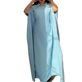 Fongt 2025 New Women's Set Diamond-Collared Bat Sleeve Loose Dress