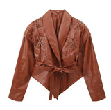 Fongt Women's Explosive Retro Casual Leather Jacket Jacket - High Quality Soft