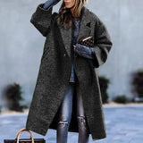 2023 Spring Autumn Women's Overcoats Matching Plaid Long Sleeve Lapel Coat Printed Woolen Coat Women Clothes Female