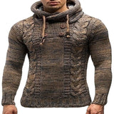 Fongt And Winter New Hot Style Man Slim High Collar Hooded Head Large Size Knit Sweater
