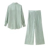 Spring Wrinkle Effect Shirt 8741128 Towel Trousers 3062759-Outfit