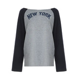 Fongt Style Patchwork Color Digital Print Long-Sleeved T-Shirt Loose Shoulder And Thin Top-Outfit