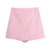Spring Plaid Textured Double-Breasted Suit Coat Textured Skirt Suit-Outfit