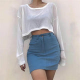 New Summer Solid Color Sweater Air Conditioning Shirt Women's Pullover Round Neck Loose T-Shirt Sunscreen-Outfit