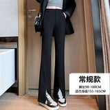 Fongt High Waist Slit Micro Bell Bottom Pants Children Autumn Thin Casual Pendant Feeling Floor Pants Straight Suit Pants-Outfit
