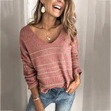 Fongt Seller Fall / Winter 2023 Patchwork Knit Ebay Striped V-Neck Sweater Top