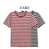 Fongt Homemade New Women's Classic Striped Short-Sleeved Knitted T-Shirt 2893028