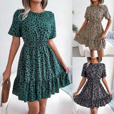 Fongt Wind Shooting New Leisure Wave Point In Spring And Summer To Close The Waist Lotus Leaf Side Of The Dress Women's Clothing