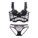 Fongt Lace Small Flying Sleeve Corset Soft Steel Ring Fish Bone Bouquet Of Beautiful Vest Bunny Cup Bra Set