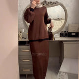 Fongt 2025 New Women's Long-Sleeved Knitting Jacket Waist Half-Dress Suit Woman