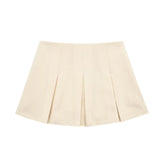 New Wide-Pleated Solid Color Fashionable Short Skirt 7385524-Outfit