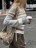 Super Crop Long Sleeve Striped Crochet Knit Top-Outfit