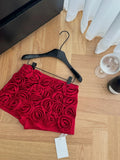 High Waist Three-Dimensional Rose Shorts-Outfit
