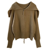 Cardigans Turn Down Collar Solid Autumn Winter Plue Size Clothes Women Sweater Vintage Zipper Warm Thick Sueters De