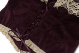 Purple Velvet Corset Crop Top And Mini Skirt Set-Outfit