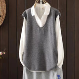 Vest 2024 Spring And Autumn New Fashion Style Ladies Age-Reducing Foreign Style Loose-Fitting Sweater Vest-Outfit