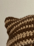 Hand Made Horn Detail Striped Knitted Hat-Outfit