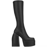 Thick Heels Chunky High Boots-Outfit