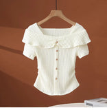 Chic Chic Short-Sleeved T-Shirt Sweet Hottie New Slimming Sweet Word On The Shoulder Of Thin