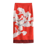 New Blended Printed Split Straight Skirt 2394119-Outfit