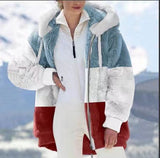 Fongt 2025 Autumn And Winter Warm Plush Bulbla Chain Pocket Hooded Loose Coat Woman