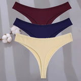Sexy G-string Women's Cotton Panties Low-Waist Thongs Striped Solid Female Underpants Girl Comfortable Briefs