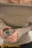 New Chic Korean Elegant Solid Sweaters Vintage Sexy Slash Neck Long Sleeve Autumn Streetwear