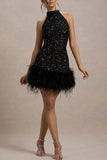 Fongt Women's New Sexy Sleeveless Body Shiny Plush Dress Dress Dress Glie 8105