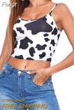 Women's Camisole, Sexy Sleeveless Backless Cow Print Cropped Tops for Party Vacation Travelling Dating Summer