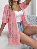 Shooting 2025 Spring And Summer Hollow Short-Sleeved Knitted Cardigan Holiday