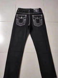 High Street Tide Brand Jeans White Thick Line Big Buddha Hundred Black Straight Jeans Men-Outfit