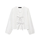 Fongt Women's Clothing 2025 New Fashion Temperament With Bow Shirt Top