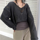 Knit Crochet Crop Sweater-Outfit