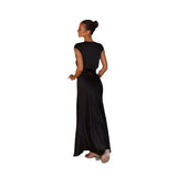 Fongt Women's 2026 Spring And Summer Fading Face Solid V Collar Sexy Fishtail Skirts Party Dress Dress Dress