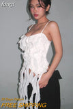 Fringe Tank Top Women Sleeveless Camisoles 2000s Aesthetic Clothes Summer Streetwear Y2k Off Shoulder Tassels Cropped