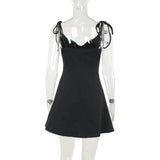 Spaghetti Strap Tie Up Mini Dress-Outfit