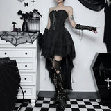 New WY23108 Autumn Dress Is Dark, Stylish, Sexy, Slim And Slim, And Goth Wears The Waist, Wears The Chest, Drags The Skirt.-Outfit