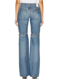 High Waist Denim Blue Off Knee Wide Leg Pants For Women 2024 Autumn Fashion Female New Y2k Elegant Jeans TH5658-Outfit