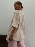 Fongt Old Short-Sleeved T-Shirt 2025 Summer Relaxation Leisure Collar Water Washing Hair Short-Sleeved T-Shirt