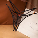 sexy thong ladies cross belt ultra-thin hollow temptation panties hot open file t pants eyelash diamond cutout thong