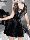 Dark Gothic Black Velvet Butterfly Dresses For Women Fairy Grunge Bandage Wing Emo Dress Party Elegant Fashion
