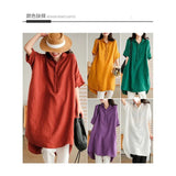 Fongt And Art Simple White Linen Shirt Women's Long 2025 Summer Thin Loose Middle-Sleeved Doll Collar