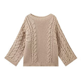 Fongt And Winter Women's Fashion Temperament Round Horn Sleeve Knitted Sweater Loose Knitted Top